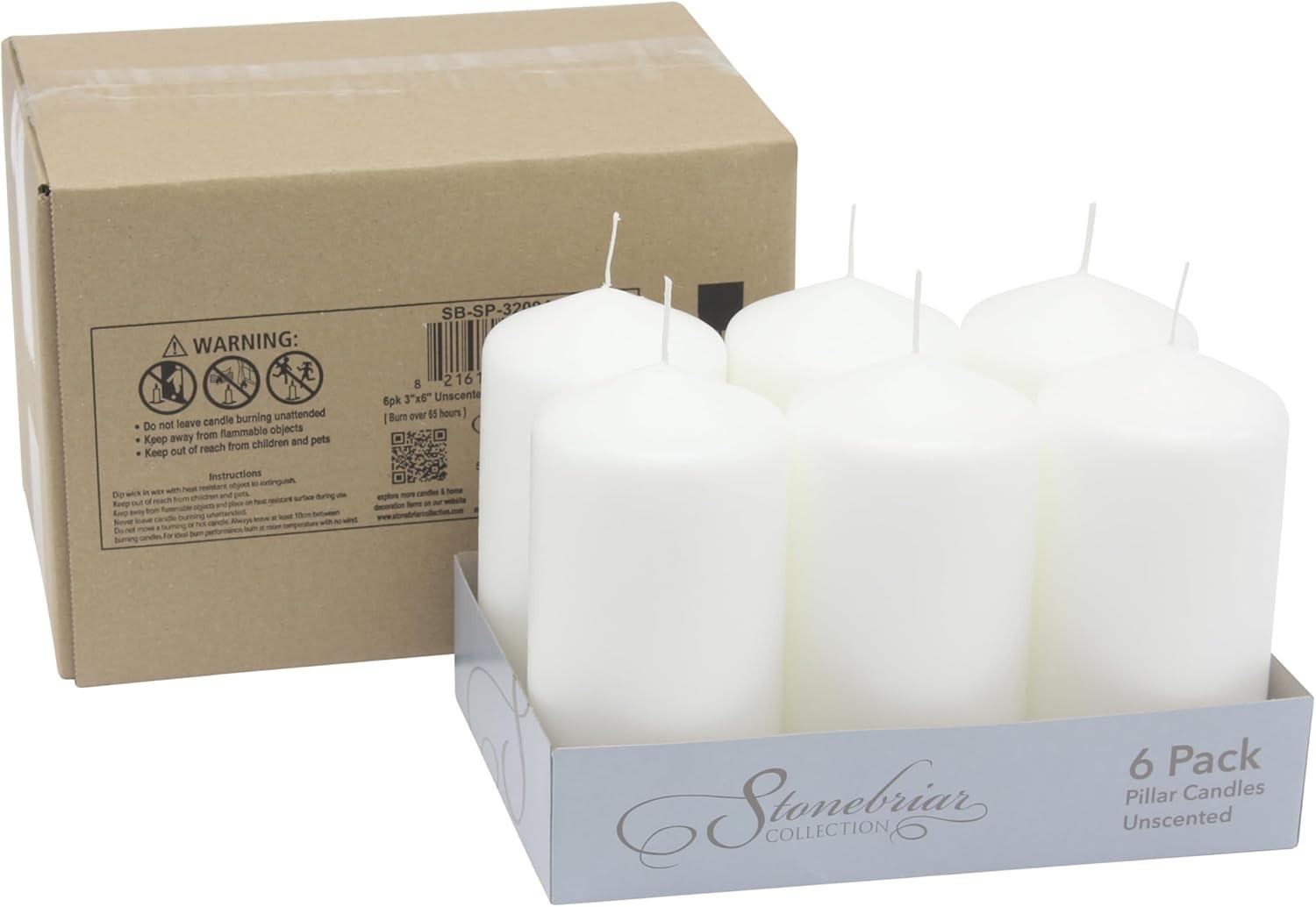 Unscented White Tall Pillar Candles, 65 Hour Burning Candle Pillars, Perfect …
