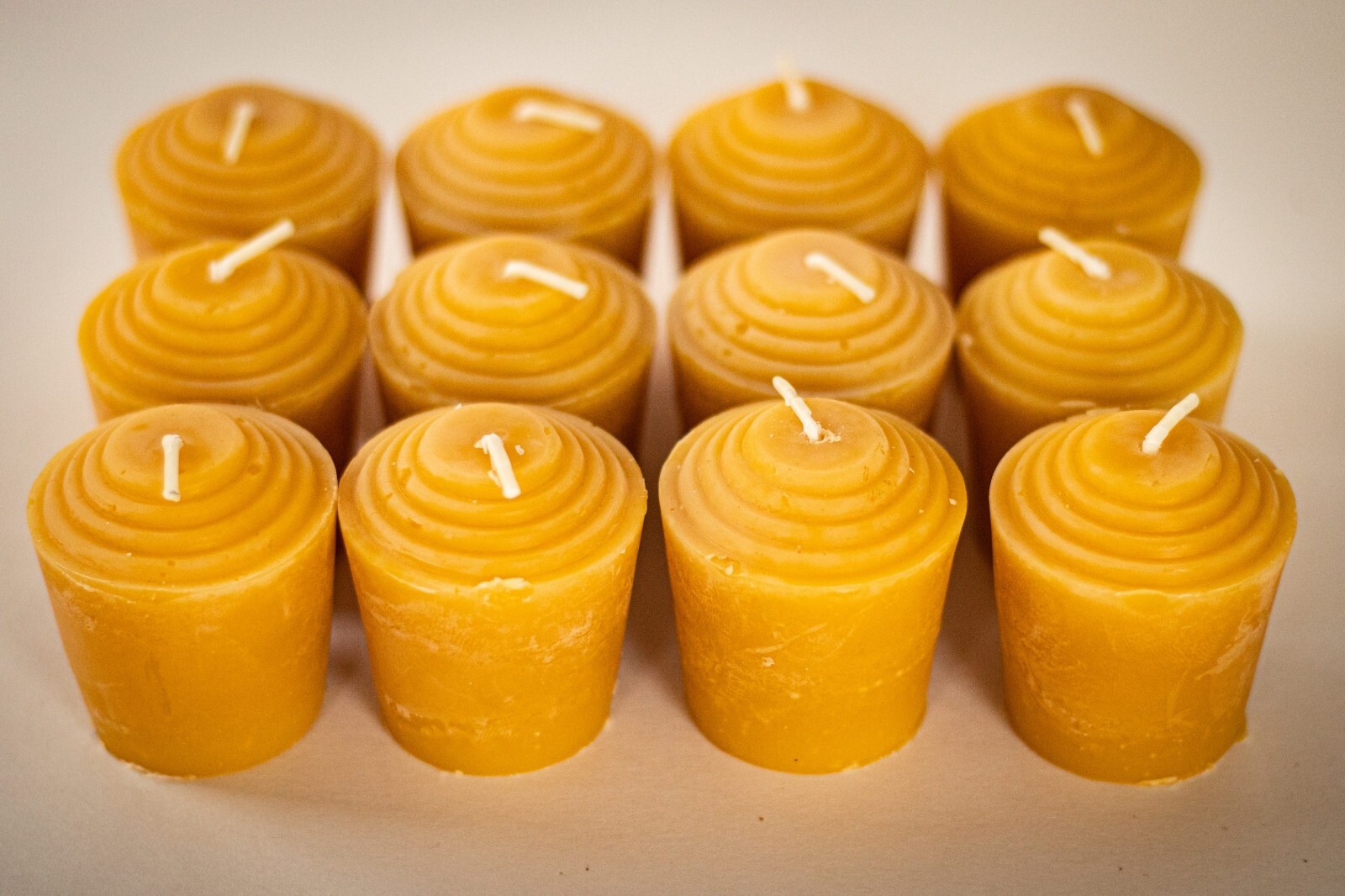 100% Pure Beeswax Votive Candles, Unscented, 15 Hours Each, Packs of 12 or 24