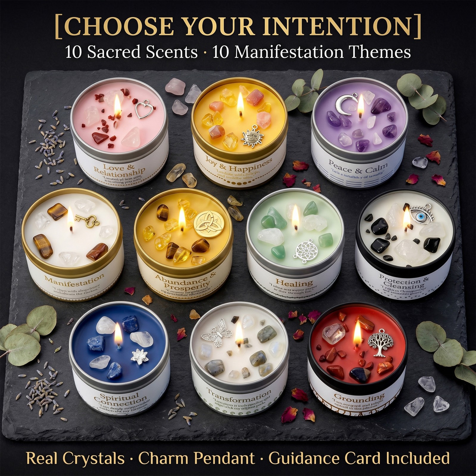 1 Pack EVODUCK Peace Crystal Candle Amethyst Stress Relief Meditation 3 oz