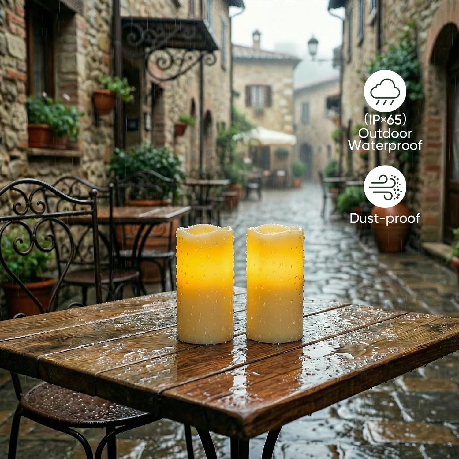 Flickering LED Pillar Candles Outdoor & Indoor Use – 2-Pack with Timer & Remote
