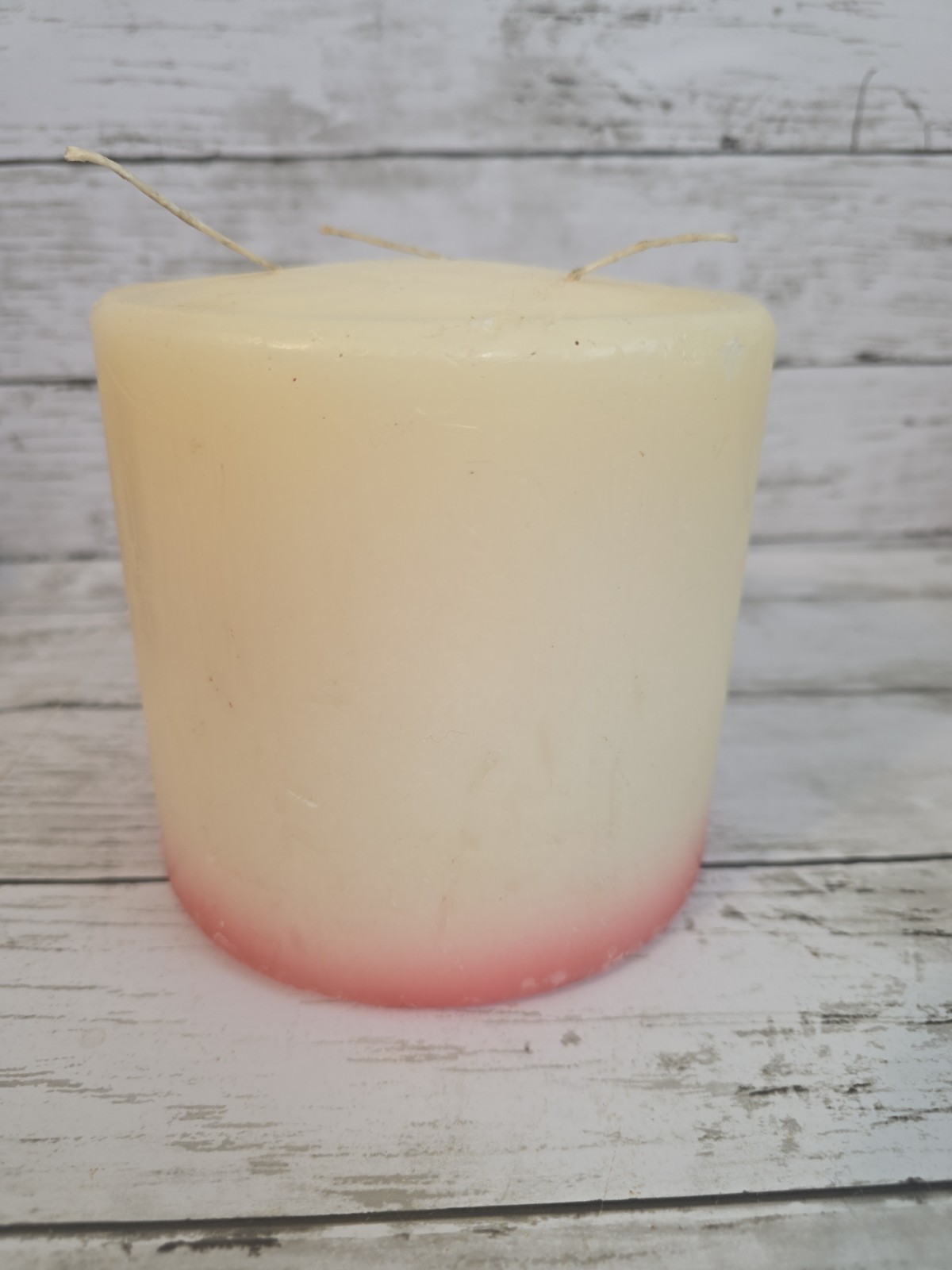Vintage Large, Heavy 3 Wick Unscented Candle Good Condition 4.9 LBS