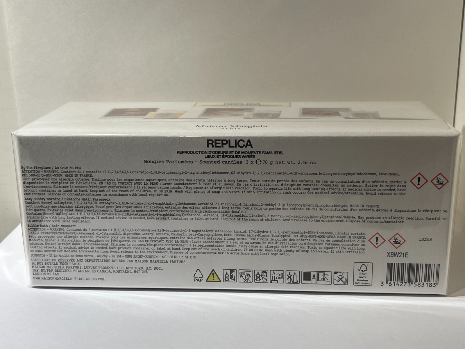 NEW / Maison Margiela Replica Scented Candal (2.46 oz Ea) & Matches Gift Box Set