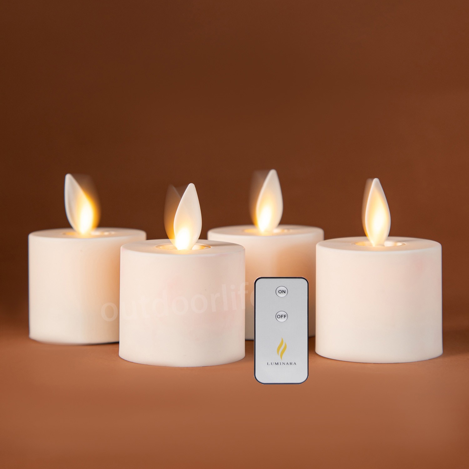 Luminara Flameless Tea Lights with Moving Wick Remote & Timer 1.4″ X 2″ Set of 4