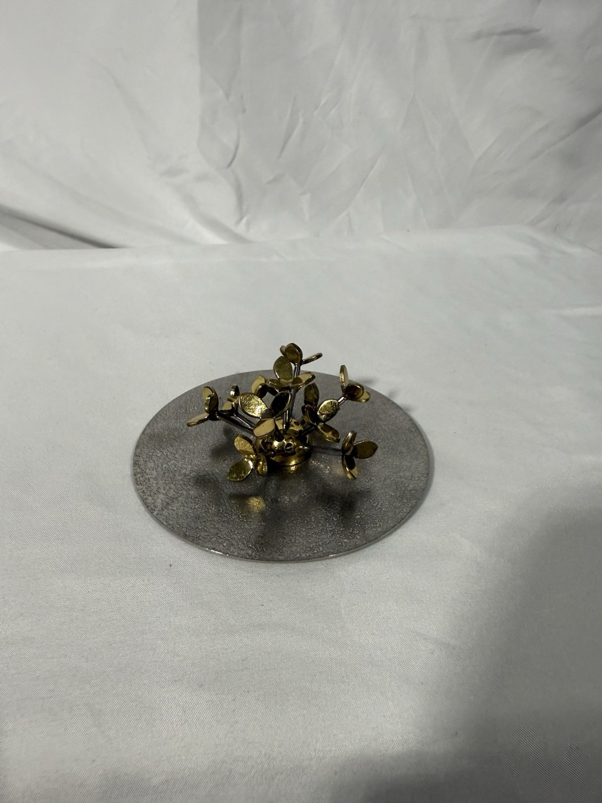 MICHAEL ARAM Gold Candle Replacement Lid, Art Sculpture Signed Flower