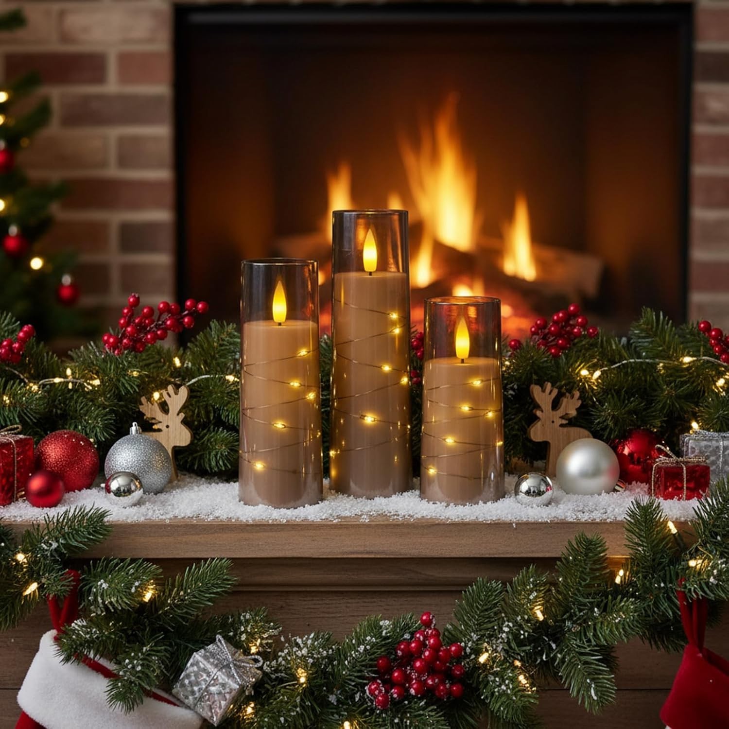 Flameless Battery Operated Pillar Candles with Remote Timer, Grey | Acrylic L…