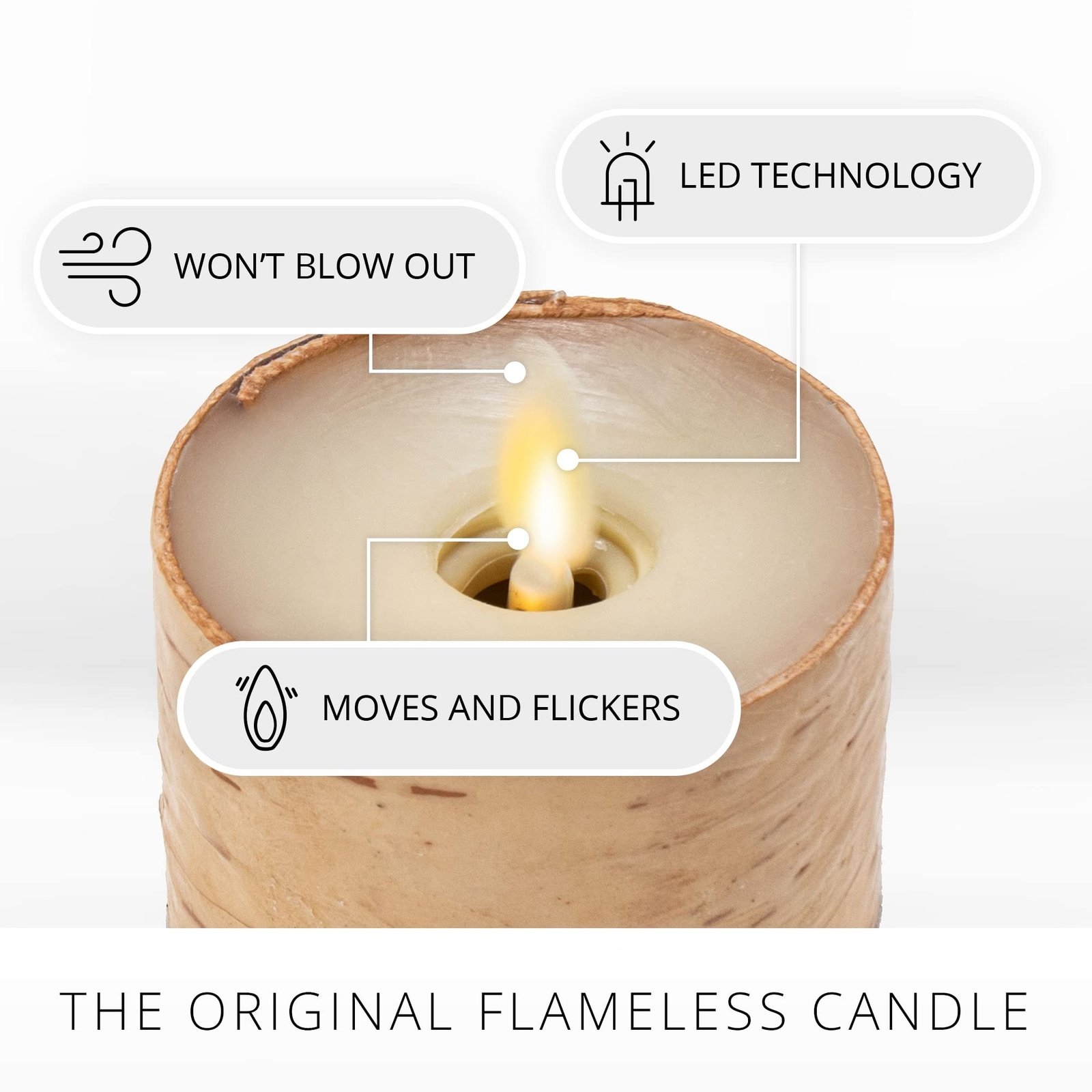 Luminara Moving Flame LED Flameless Tealight (1.4″ x 2″) Battery Operated Pla…