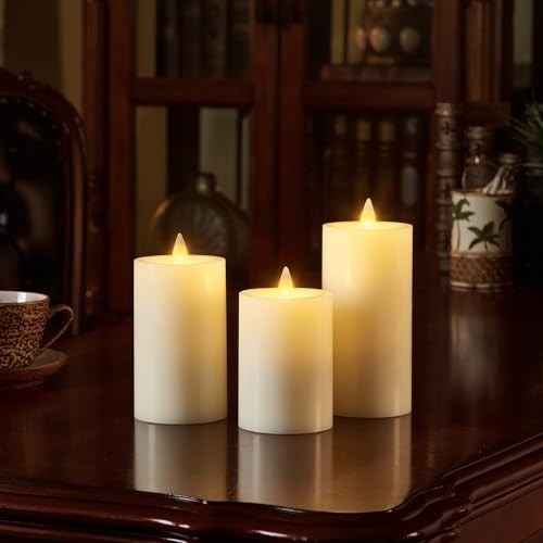 Rechargeable Flameless Pillar Candles with Remote Timer – Real Wax 3D Moving Fla
