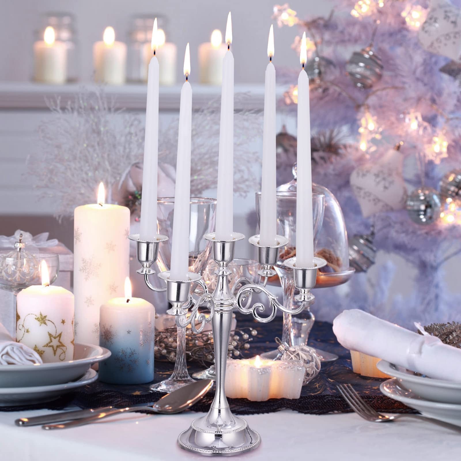 Tuyai 24 Pack Tall White Taper Candles, 10 inch H Dripless, Unscented Dinner …