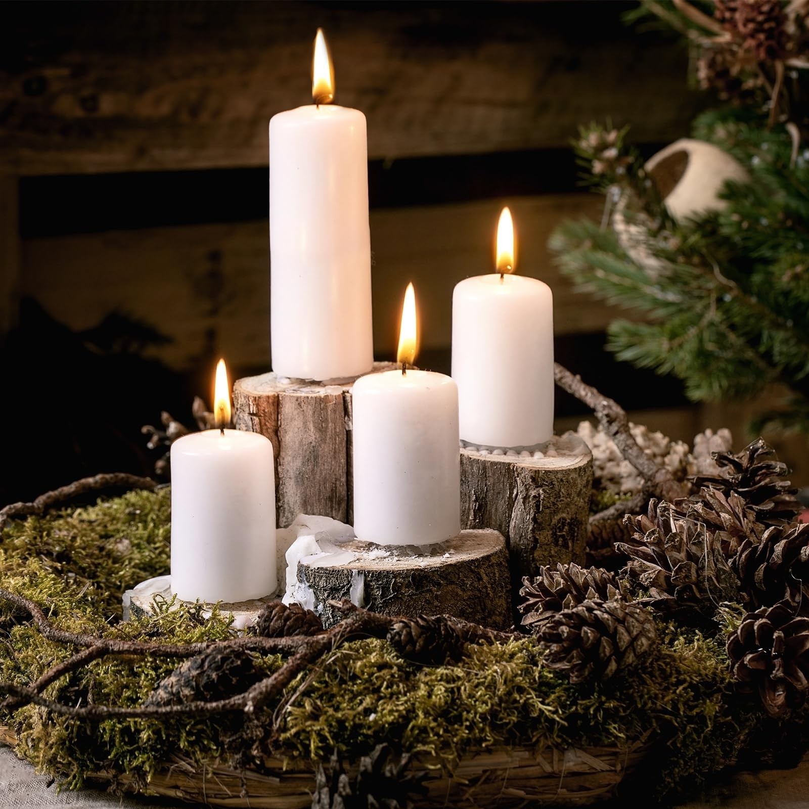 36 Pcs Dripless Unscented Wax Pillar Candles – Long Burning, Smokeless, White fo