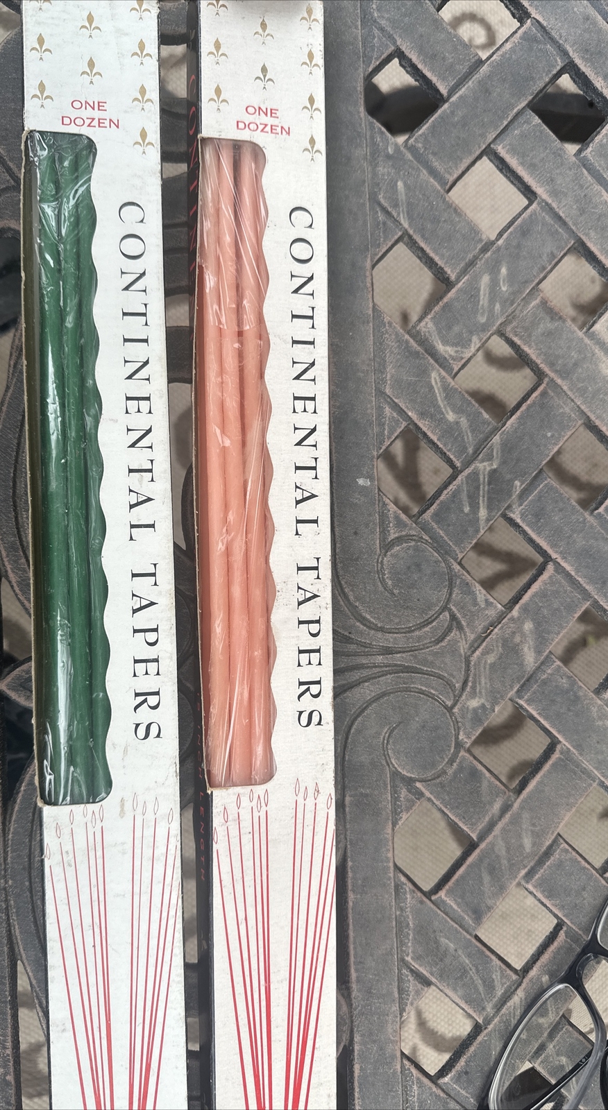 Set Of 2 – 12 Vntg hand dipped Tiny Taper candles 15 1/2in originalbox New/Old