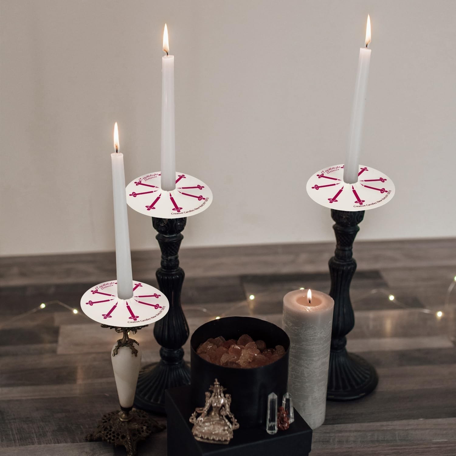 White Church Taper Candles Unscented Drip Protectors 5×1/2 Inch 100 PCS