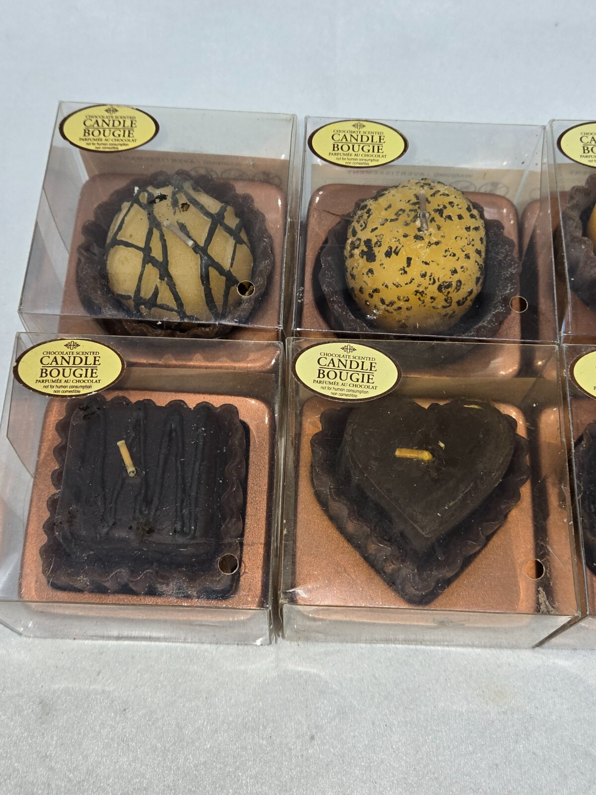 LOT OF 6 CHOCOLATE SCENTED CANDLE BOUGIE 1.6 INCH NEW IN BOX