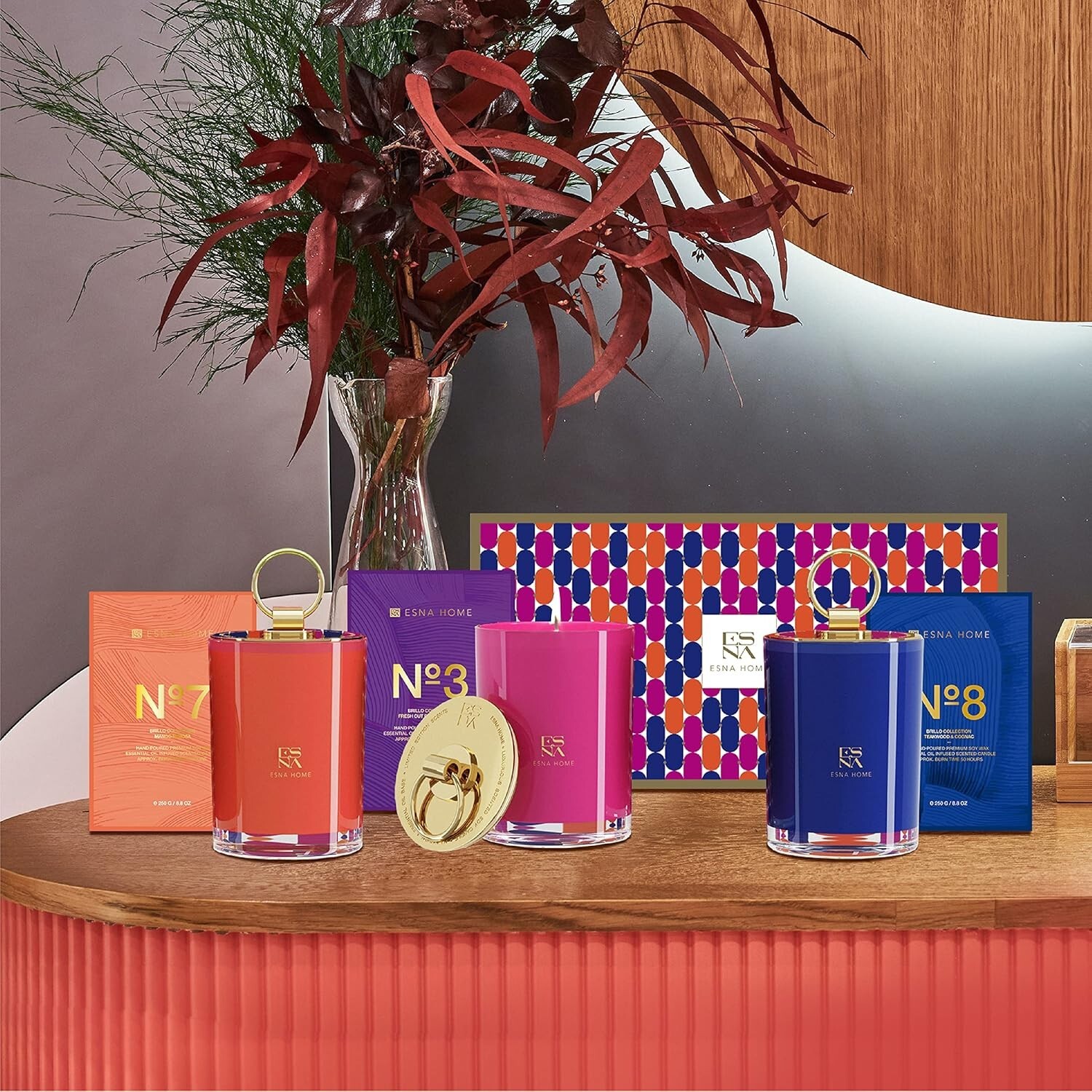 ESNA HOME Luxury Trio Gift Set | 3 Full-Size Aromatherapy All Natural Candles