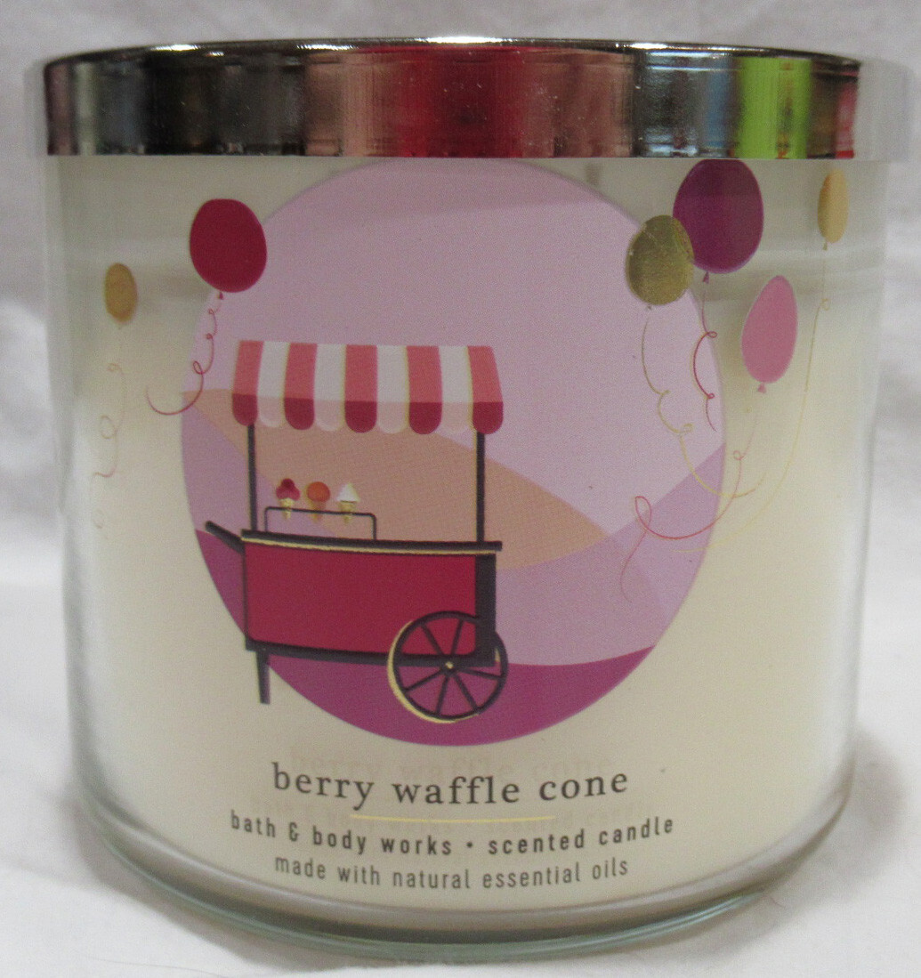 Bath & Body Works 14.5 oz Scented 3-Wick Candle 25-45 hrs BERRY WAFFLE CONE