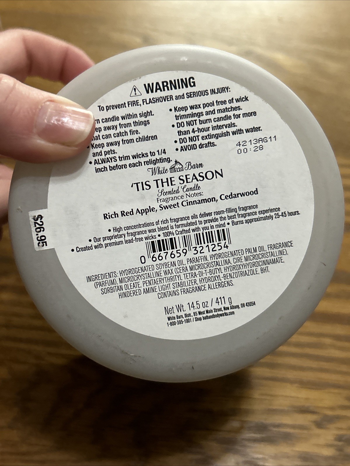 Bath & Body Works TIS THE SEASON 3 Wick CANDLE Burns 25-45 Hrs