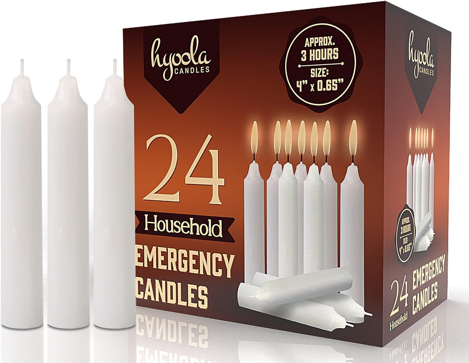 Emergency Candles 24 Pack White Short Taper Candles Unscented Home Emergency Kit