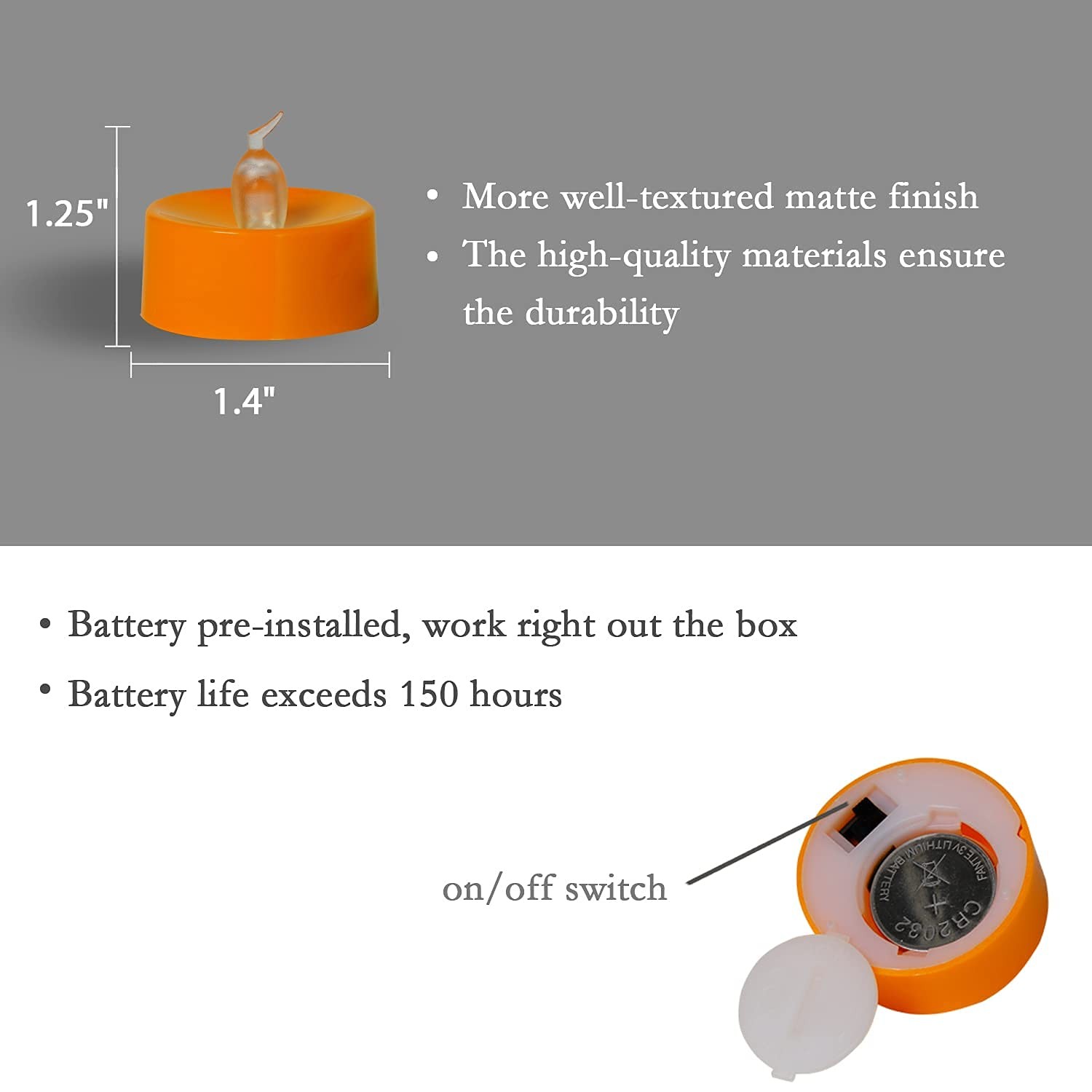 Halloween 24 Pack Orange Tea Light Candles, Battery Operated LED Tealights, S…