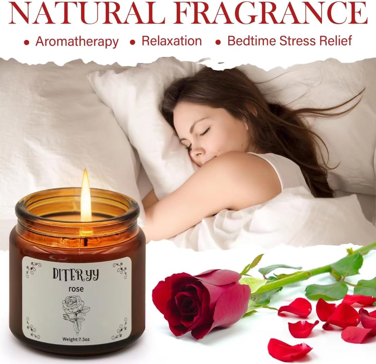Soy Wax Scented Candles Gift Set 4 Pack Rose Lavender Orange Vanilla Jars 7.5oz