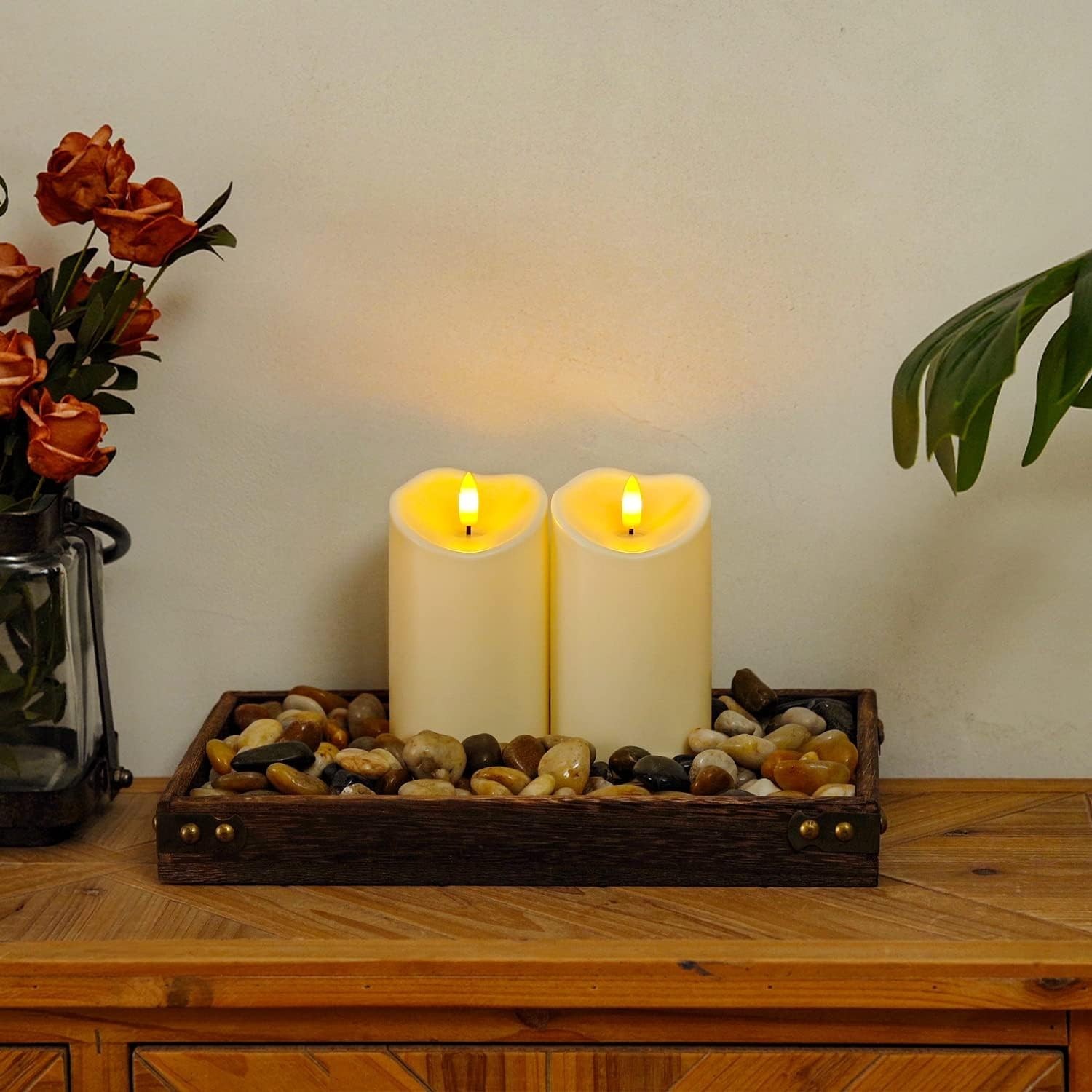 Realistic Flickering Flameless Candles, Dark Ivory – Waterproof & Remote Enabled