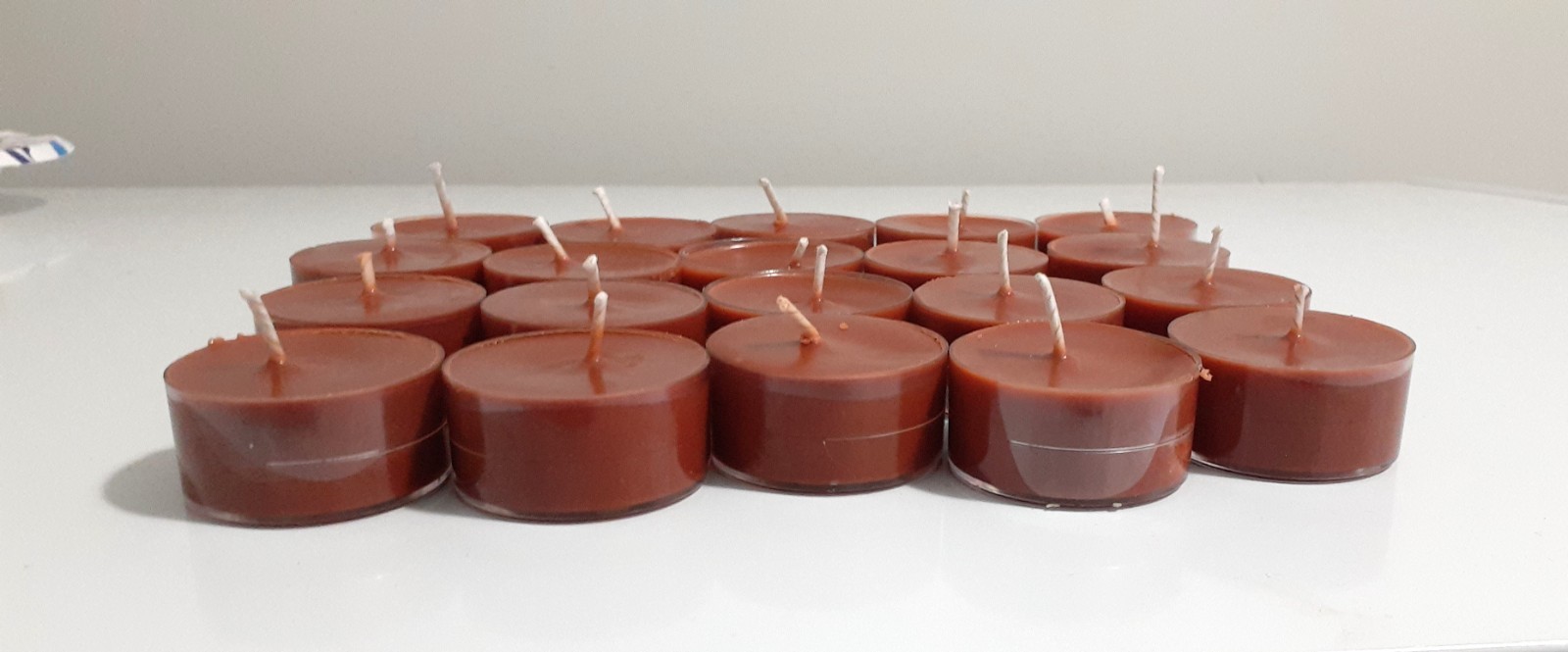 25 TEA LIGHTS CHOCOLATE CANDY CORN HIGHLY SCENTED HANDMADE SOY WAX