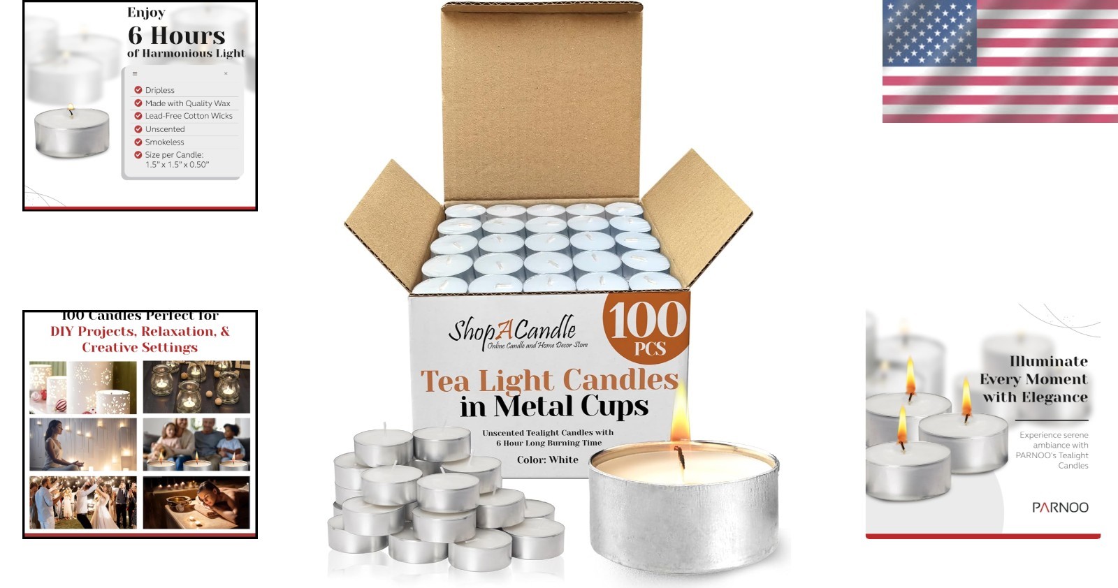 Versatile 100 Pack Tealight Candles – Smokeless and Long Lasting for Indoor Use