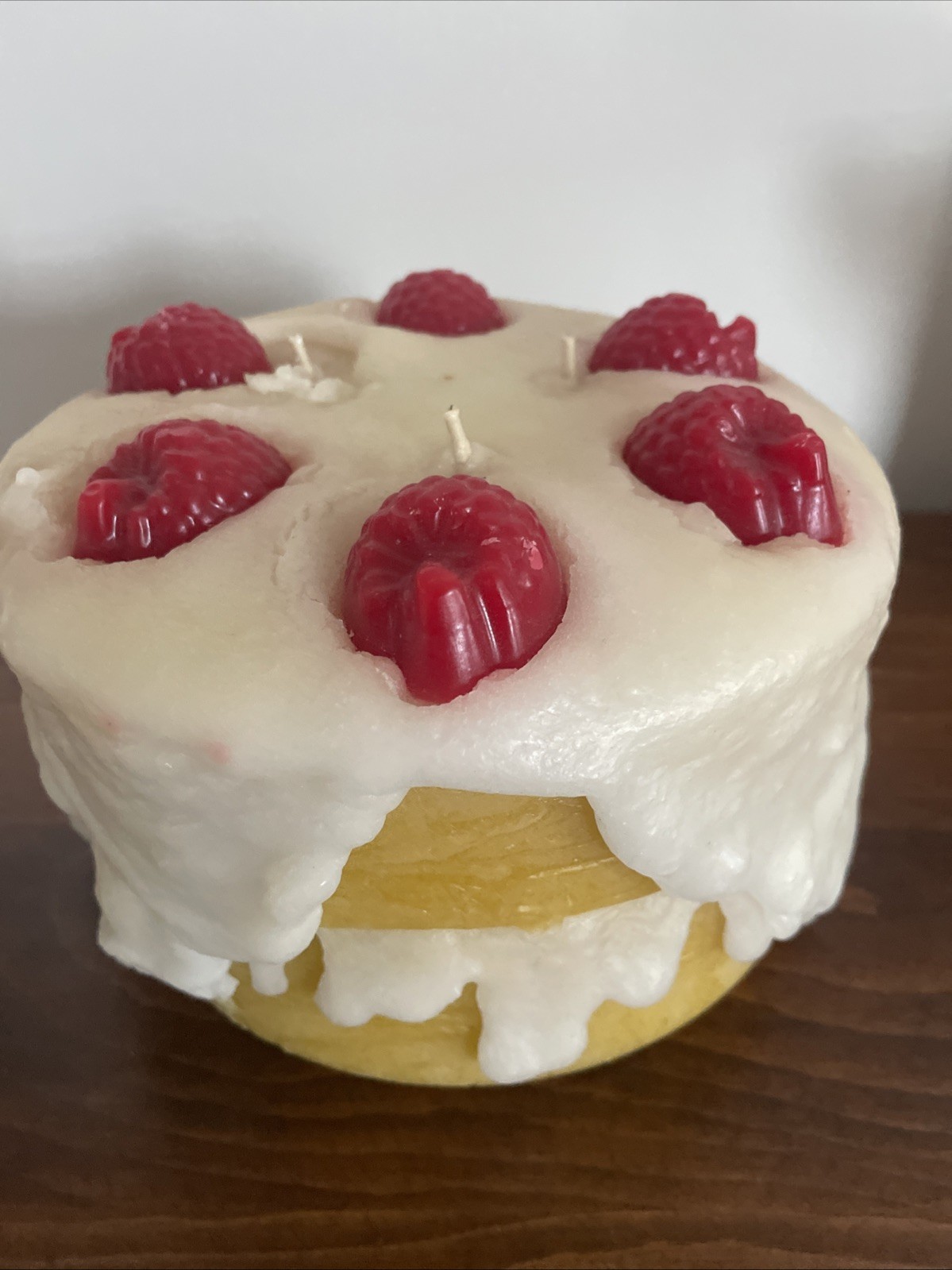 Vintage Strawberry Short Cake Shaped Candle Faux Food 3 Wick 7” X 4” USA Made