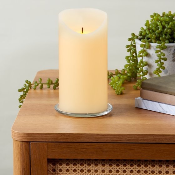 Mainstays Unscented Flameless LED Pillar Candle, Ivory, 4 x 8 in