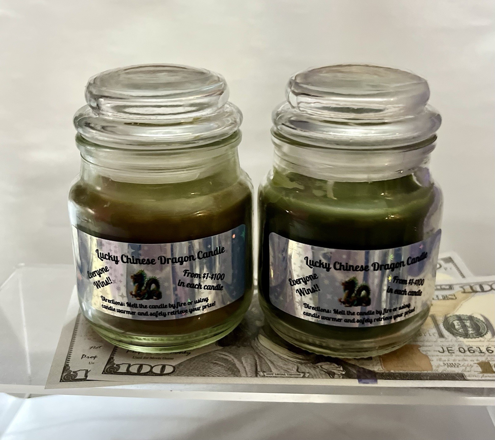 3oz. Lucky Cash Money Candle•REAL $ INSIDE•Candles CONTAINS from $1-$100