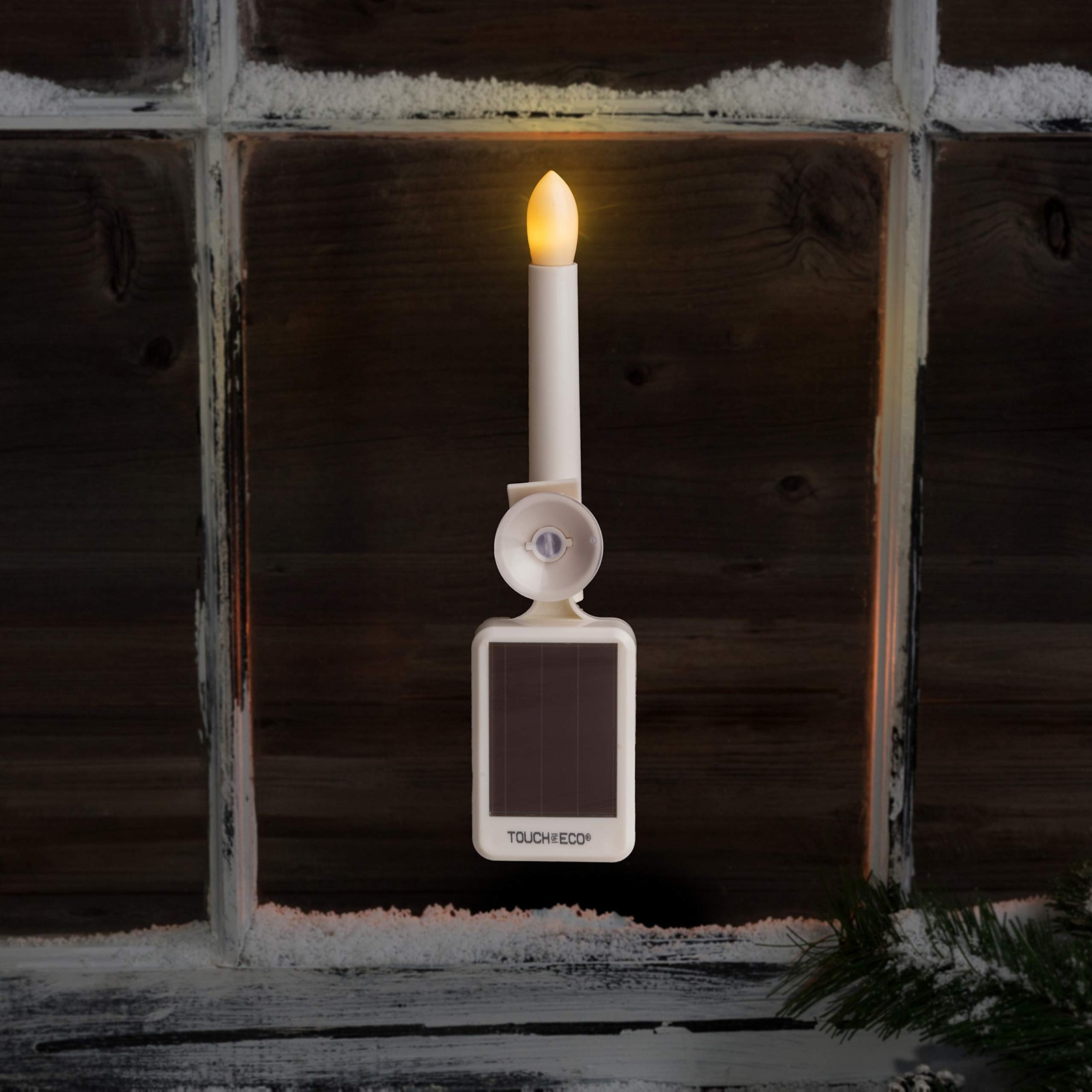 Touch Of ECO Solar LED Flameless Window Candles with Suction Cup – White