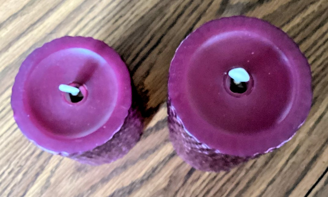Luminara S/2 Flameless 4″& 6″ Metallic Hammered Pillar Set In PLUM – FREE SHIP
