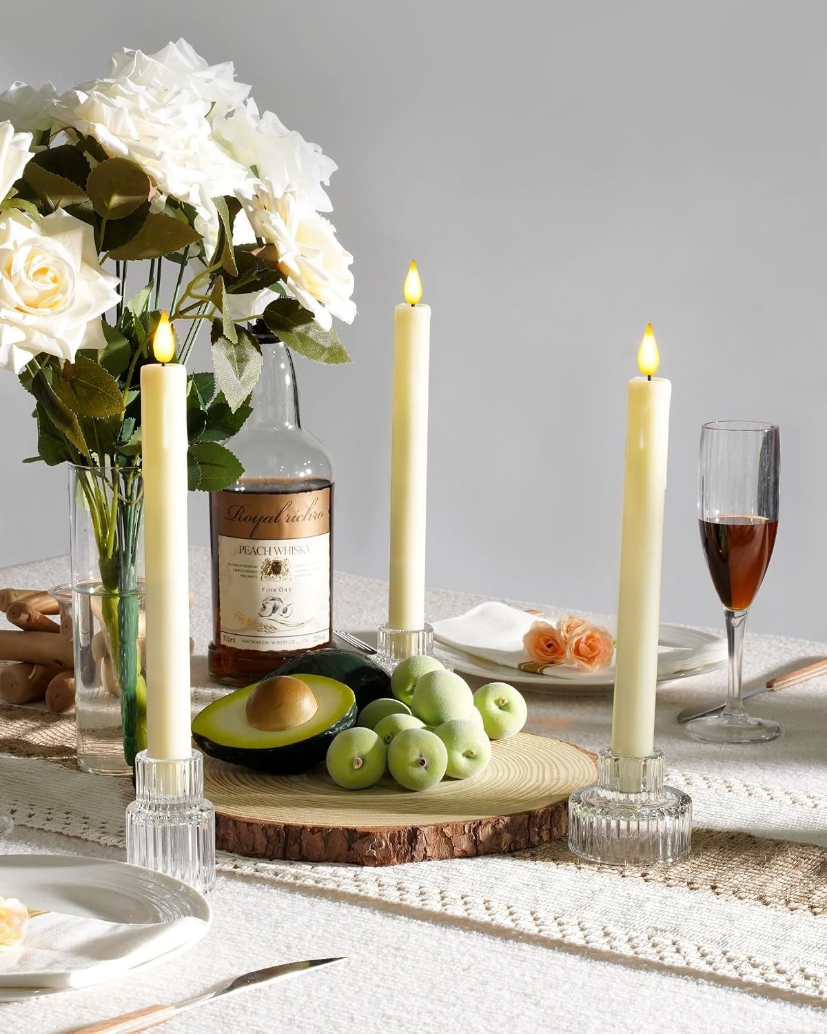 Elegant 2-Pack Flameless Taper Candles with Flickering LED – Ivory 9.6″