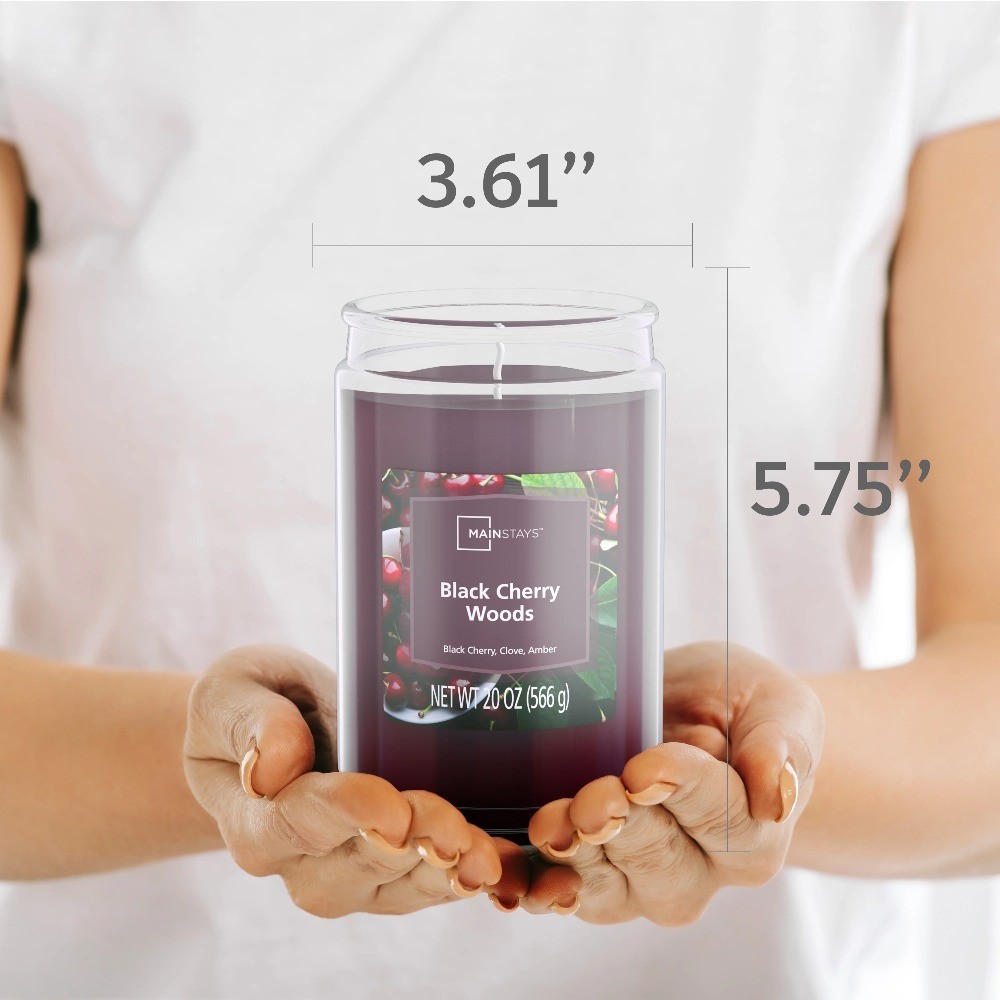 Single-Wick Scented Glass Jar Candle Black Cherry Woods Scent 20oz 3 Pack
