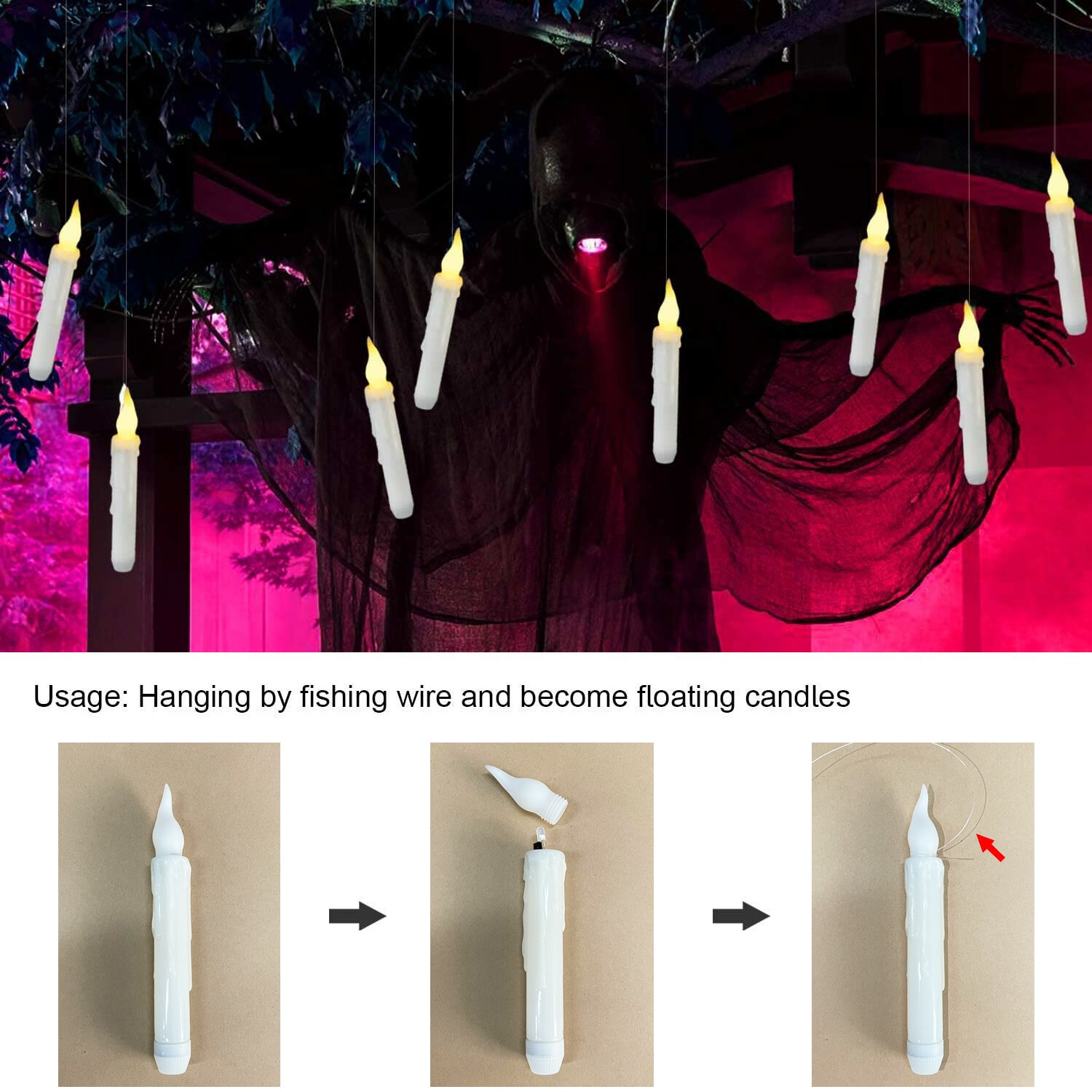 Floating LED Candles with Remote Control Halloween Decor Home Classroom Bedroom