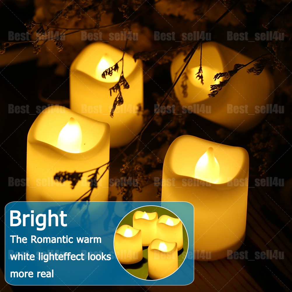 24/48 Pack LED Tea Lights Battery Operated Flameless Votive Candles Warm White