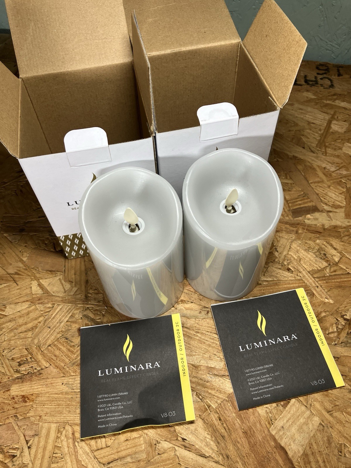 Luminara LU5401 Set of 6 Gray Assorted Pillars 3 sizes Grey – New in Box