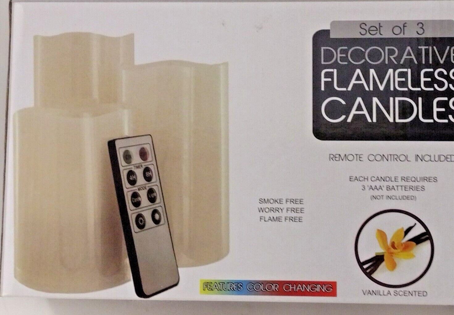 Flameless Candles Remote Color Changing Size 6″ 4″ 3″ Set Of 3