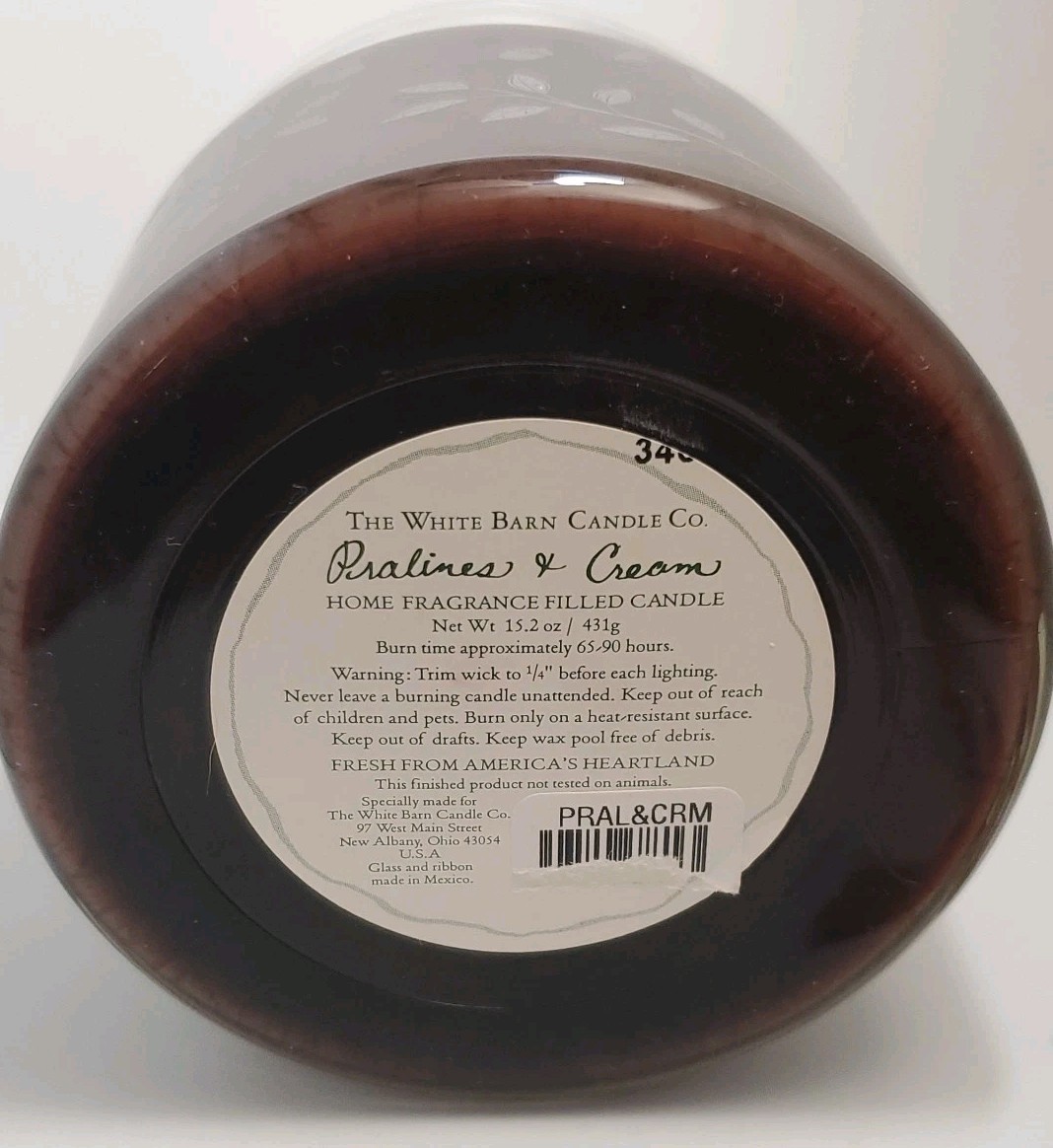 The White Barn Candle Co Glass Jar, Frosted Oak. BRAND NEW With Candle~Vintage