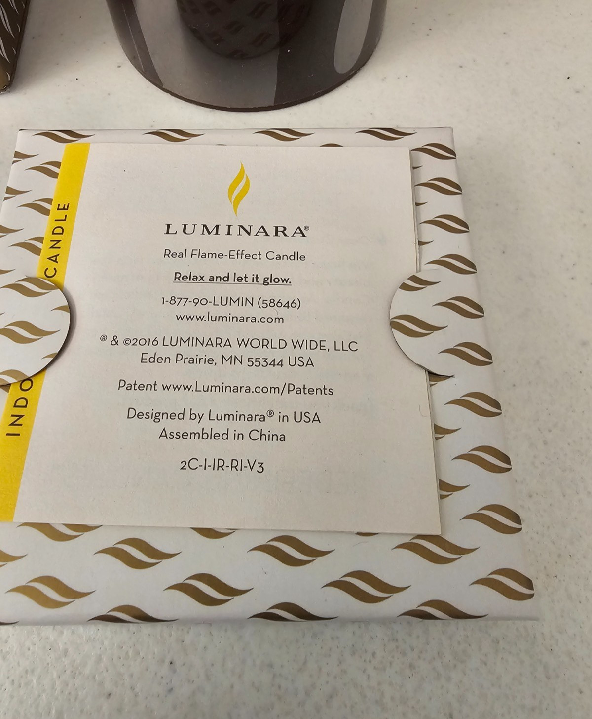 Chocolate Color Luminara 3″ X 7″ Pillar Flameless Candle In Original Box