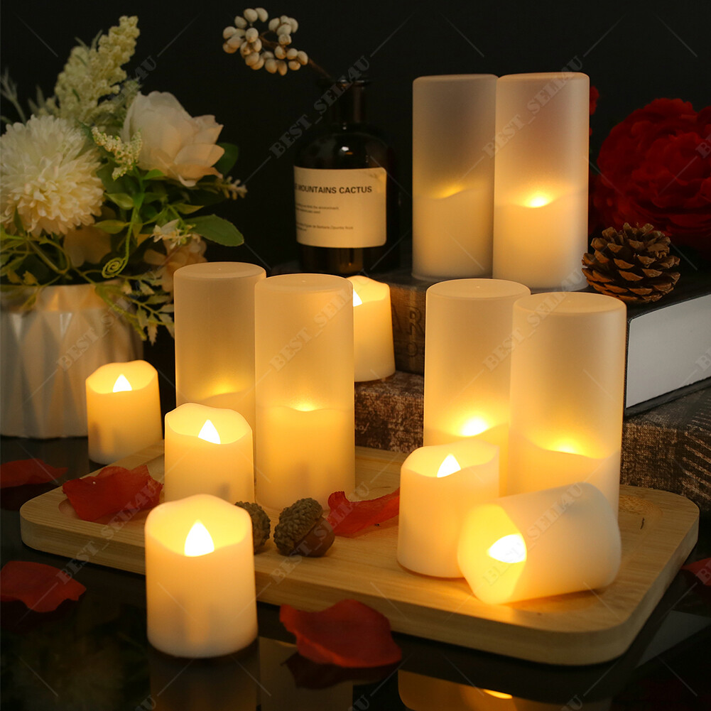 6PCS Rechargeable Flameless Flickering LED Candles Tea Lights with Timer Remote