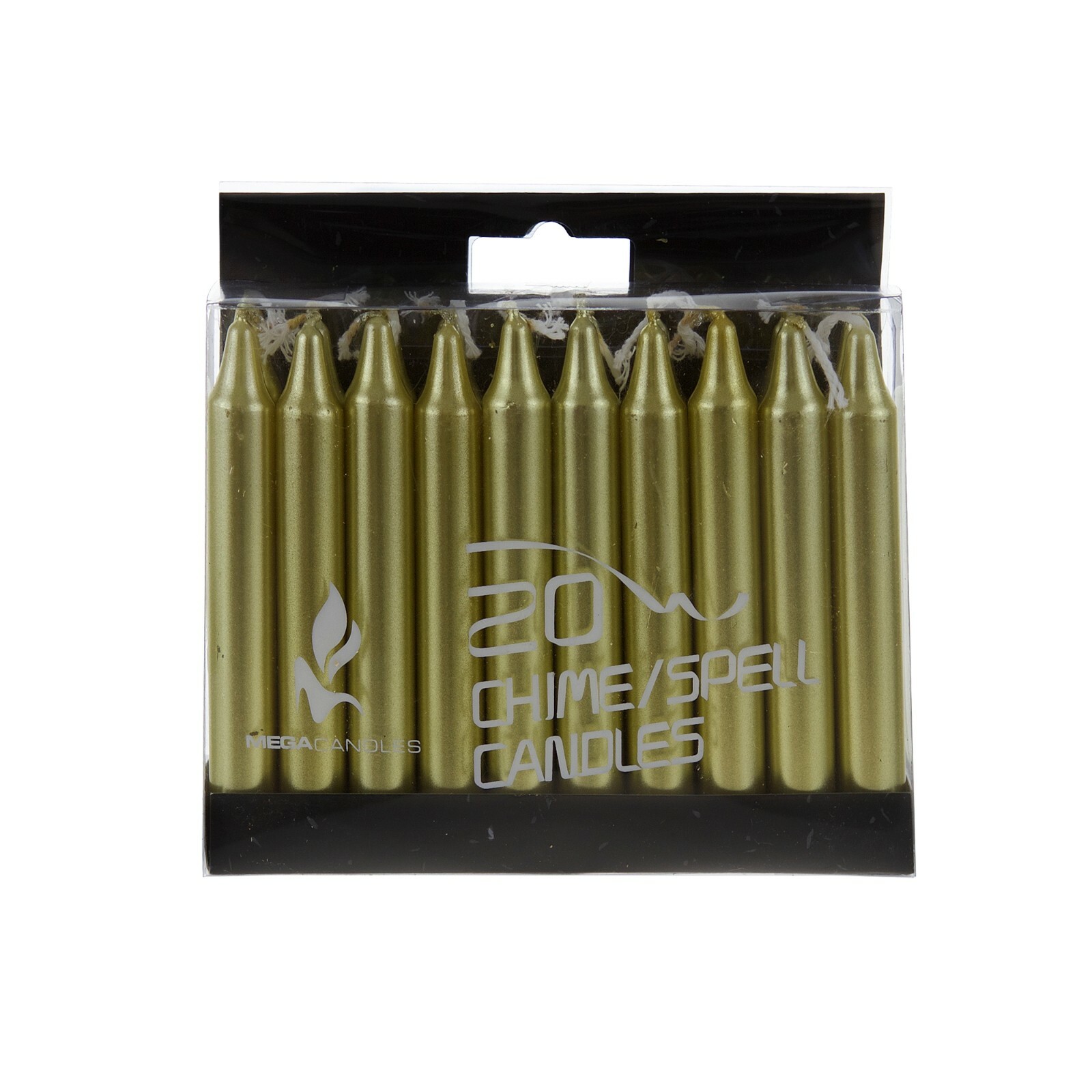 Mega Candles – Unscented 4″ Chime / Spell Taper Candles – Gold, Set of 20