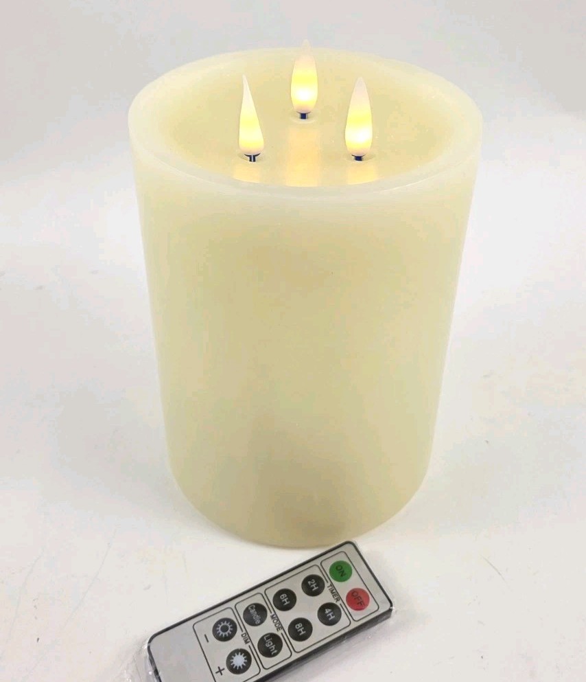 3-Wick 5″ X 6.5″ Candlelight Wax Candle Ivory by Valerie