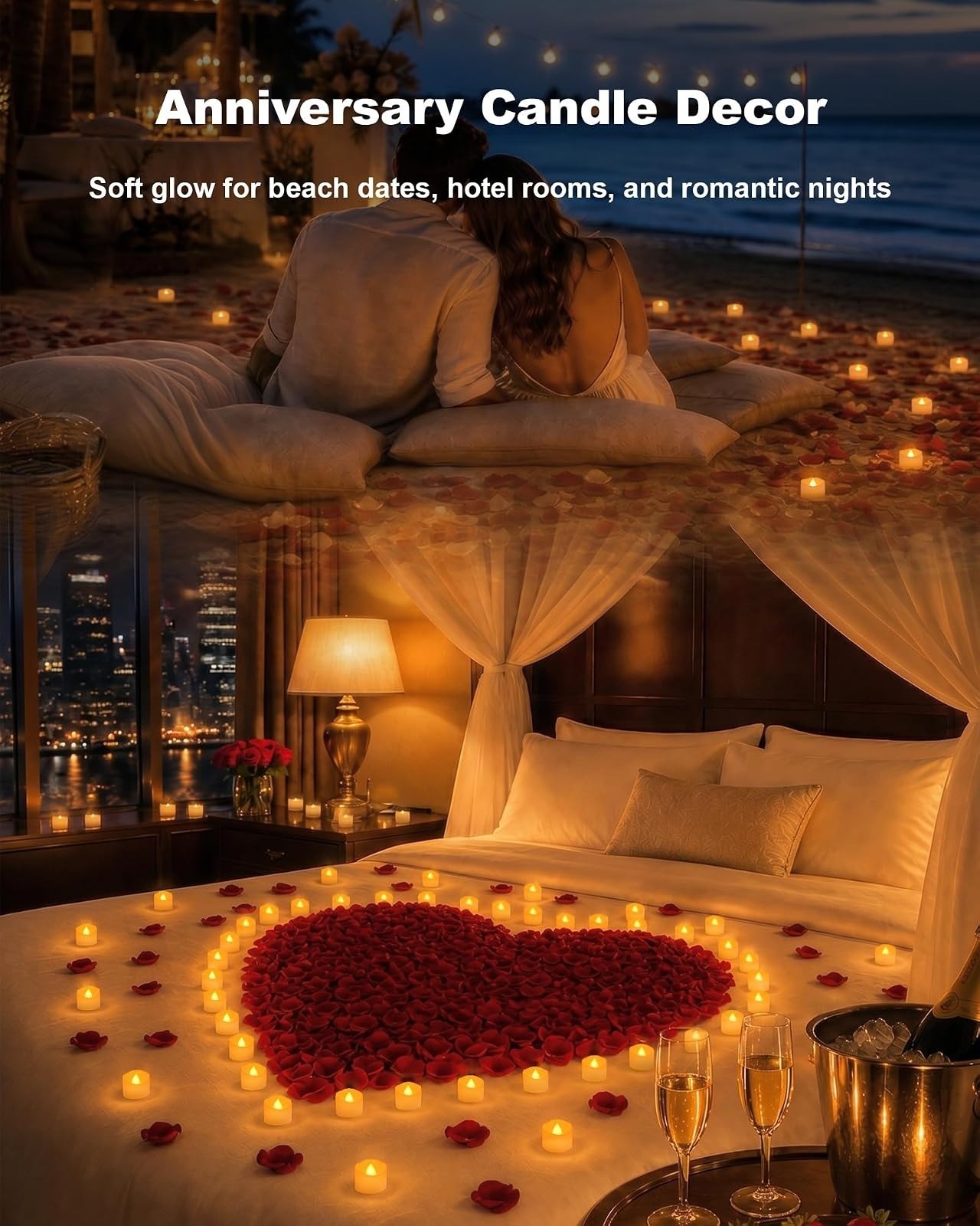 Homemory 12-Pack Flameless LED Tea Lights Timer Flickering Votive Candles