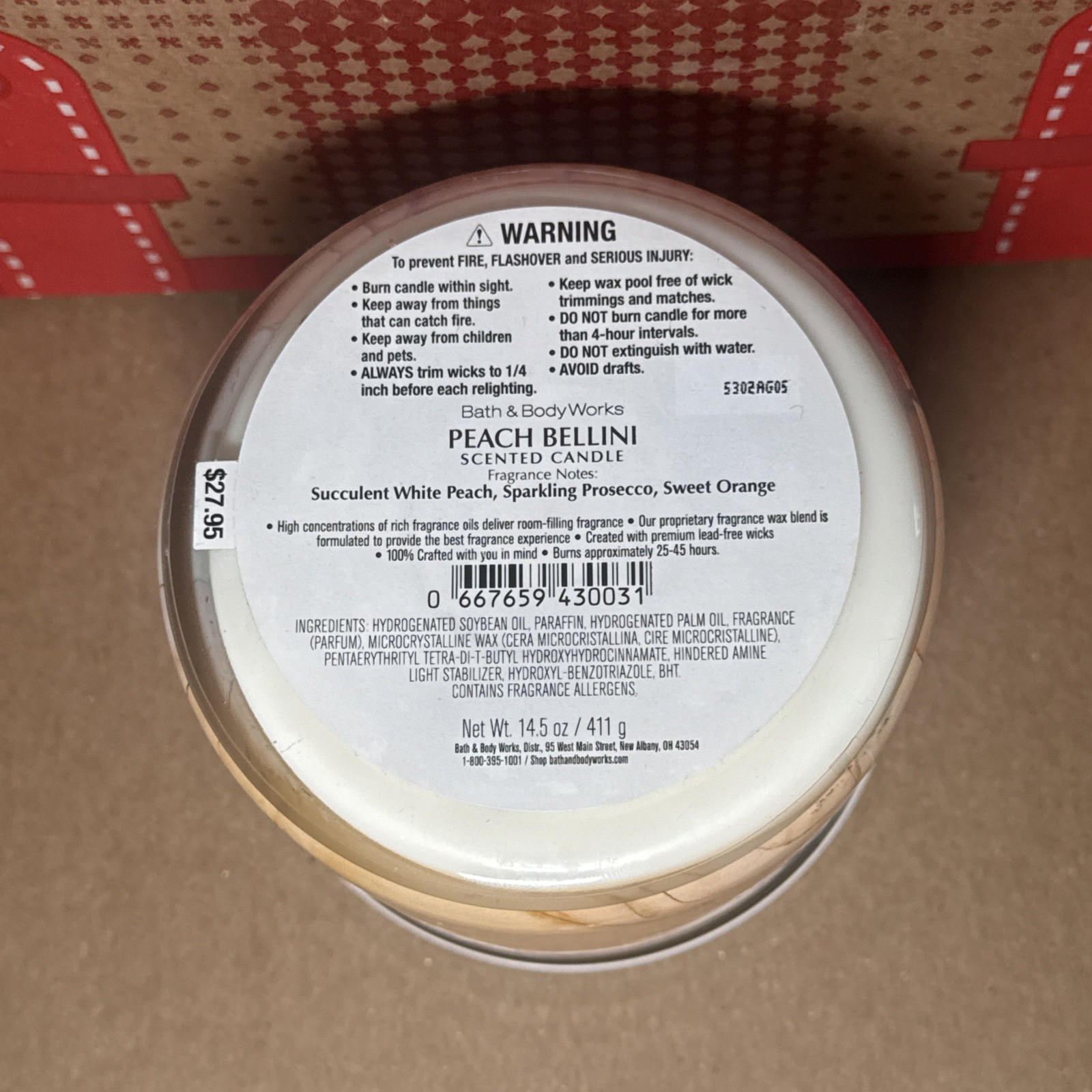 BATH & BODY WORKS PEACH BELLINI 3 Wick Scented Candle 14.5 oz BURNS 25-45 HRS