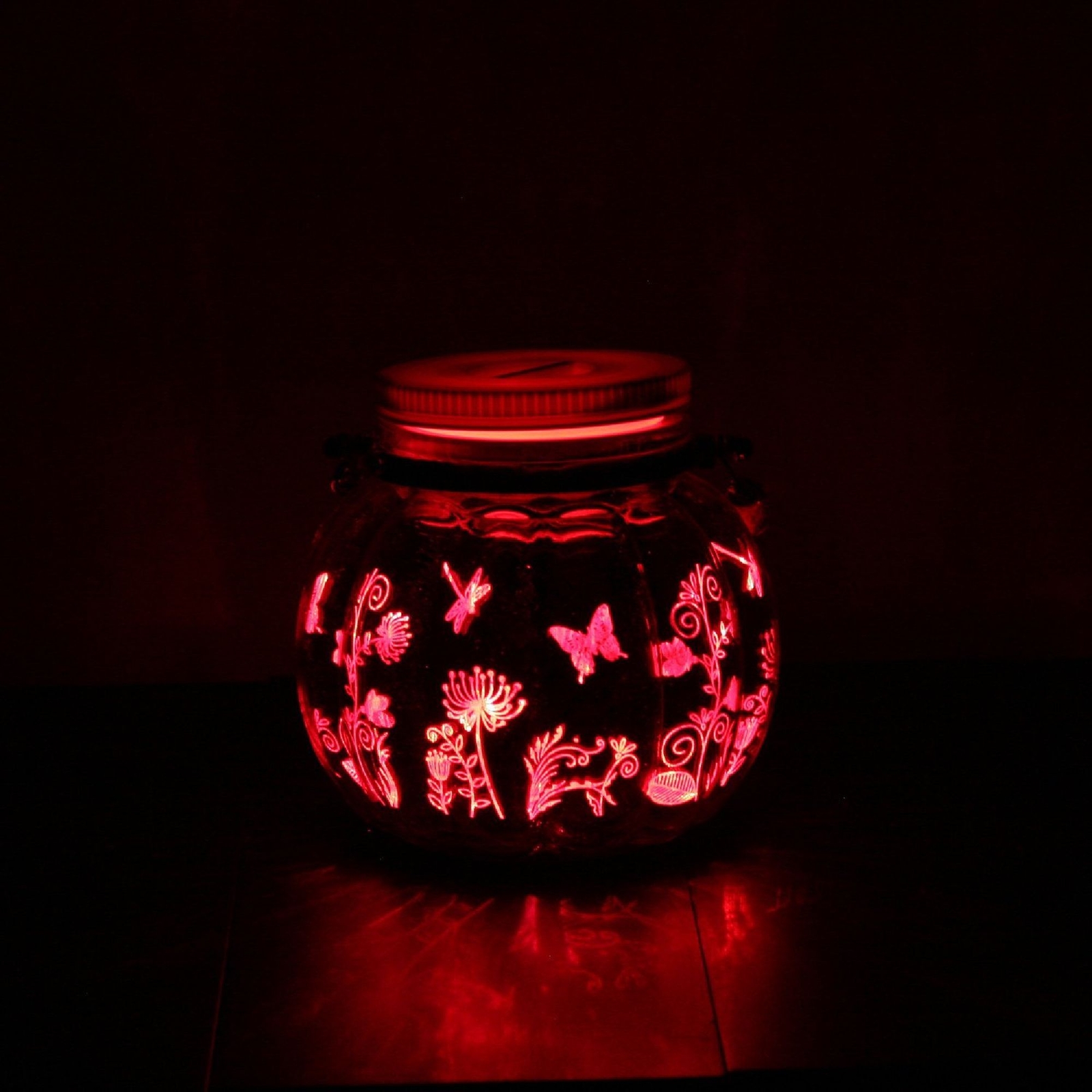 Butterfly Flower LED Color Changing Indoor/Outdoor Waterproof Jar Lantern