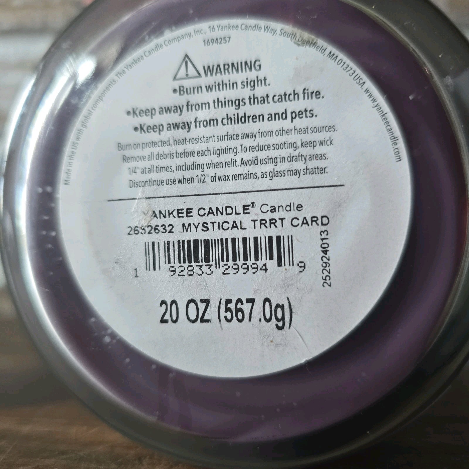 NEW-Yankee Candle MYSTICAL TAROT CARD Large 20oz- 2 WICK–NEW!