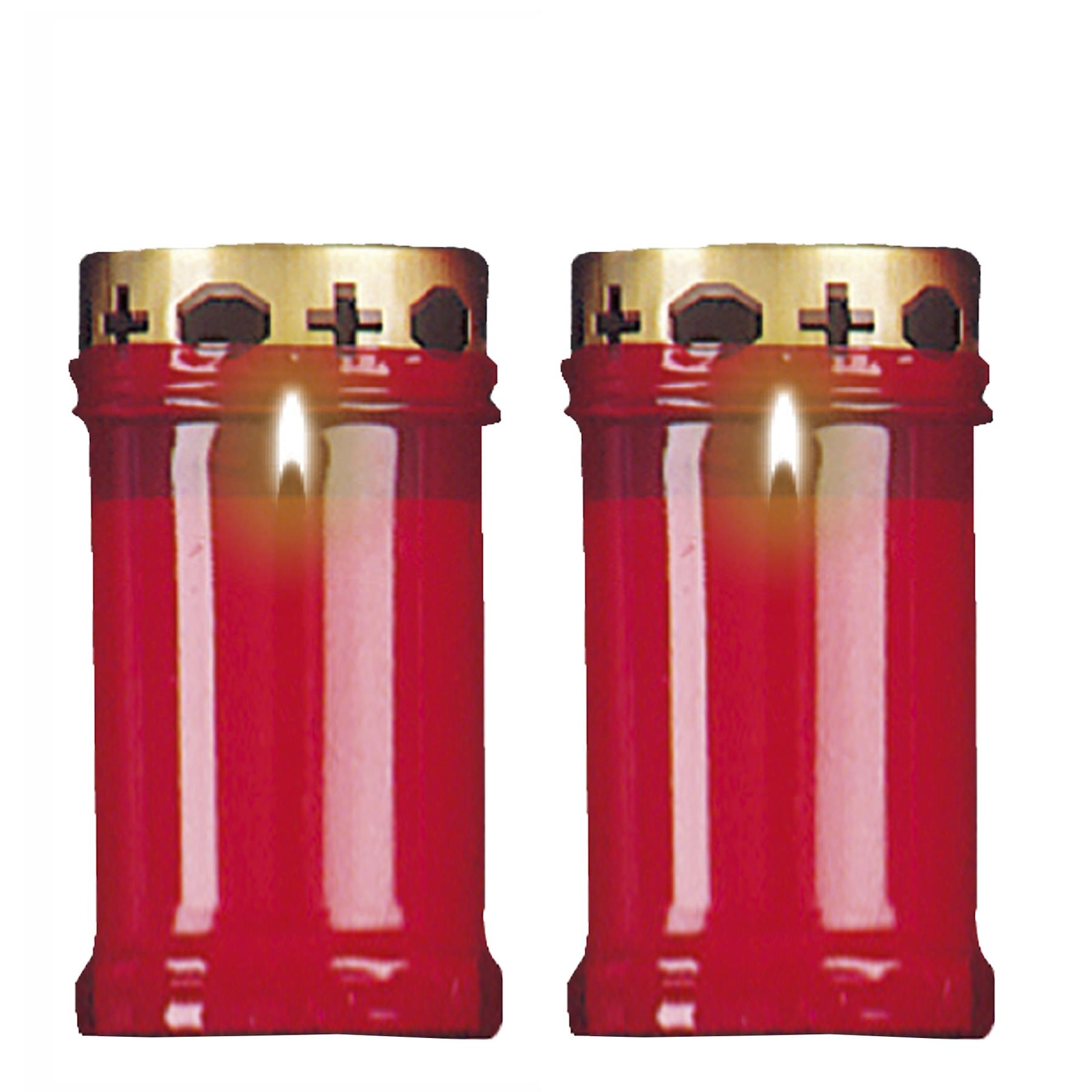 Set of 2 Red Pillar Candles Keepsake Gift with Windproof Cap – 12cm