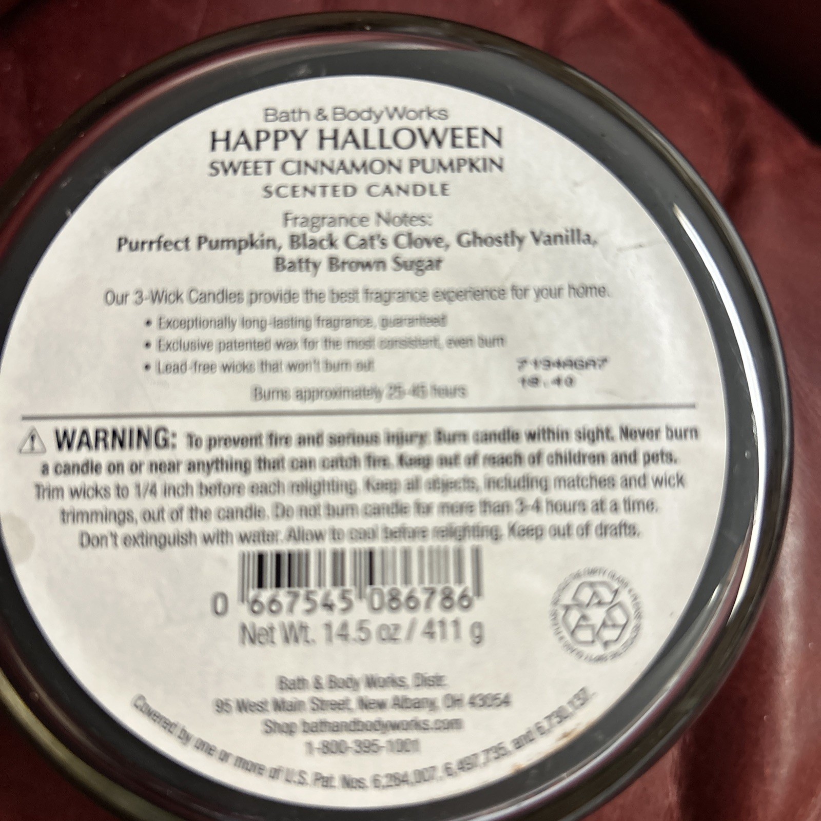 NEW Bath & Body Works Happy Halloween 3 Wick Scented Candle 14.5 oz Fall BOO!