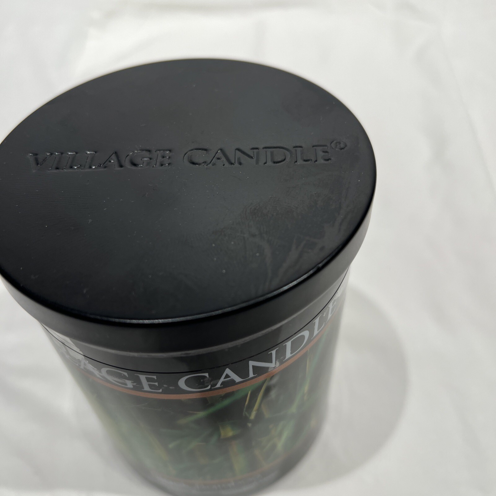 Village Candle Black Bamboo Glass Black Cap Scented Candle, 14 oz Discontinued