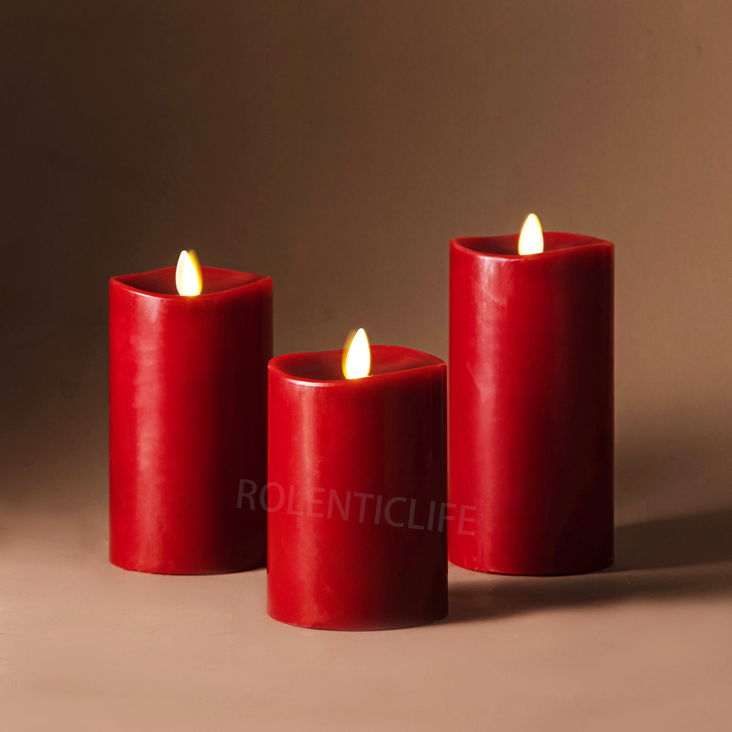 Luminara Flameless LED Moving Flame Pillar Wax Candles with Remote Unscented 3″