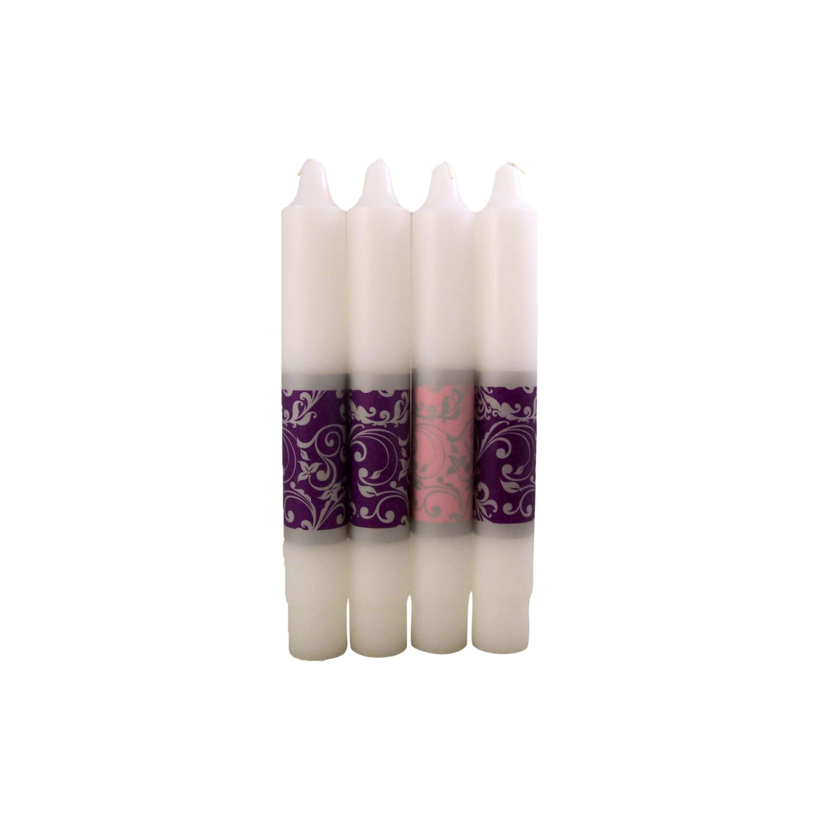 Emmanuel Advent Candle Set 12″ x 1.5″ 4 Pack 3 Purple 1 Pink Church Christmas